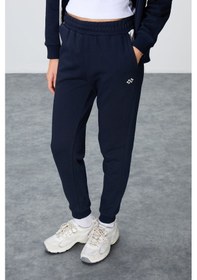 Resim Tommy Life İndigo Kompakt Pamuklu Kalın Pürüzsüz Dokulu Kapüşonlu Oversize Fit Kadın Eşofman Takım - 95343 Indıgo 
