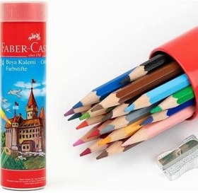 Resim Faber-Castell Kuru Boya Kalemi, Kırmızı Metal Tüp Kutu, 24 Renk, Tam Boy, Kalemtıraş Hediyeli, Yumuşak Mineli, Kırılmaya Dayanıklı Uçlar, Kolay Açılır 