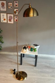 Resim Eskitme Lambader Hareketli Başlık Modern Dekoratif Metal Oturma Odası Çalışma Odası Zemin Lambası Kahverengi 