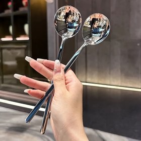 Resim Paslanmaz Çelik Uzun Saplı Kaşık - Dayanıklı, Temizlemesi Kolay, Taşınabilir Ev ve Otel Büfe Kaşığı - Uzun Karıştırma Kaşığı - Kahve Kaşığı - Mutfak, Restoran, Kamp ve Piknik Kullanımı İçin Mükemmel 
