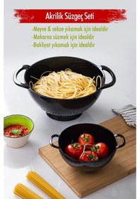 Resim Akrilik Siyah 2 Li Süzgeç Seti Makarna & Pirinç Süzgeci Çok Renkli 