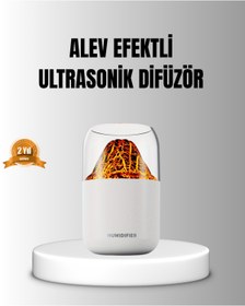 Resim MKR Alev Efektli Ultrasonik Uçucu Yağ Difüzörü 280ml Su Tanklı ve Sessiz Çalışma Özellikli 