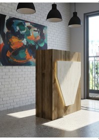 Resim Resital Ledli Karşılama Bankosu G-90 Cm Ofis Kasa Resepsiyon Masası Banko-001-2-8 