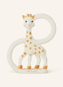 Resim Diş Çıkarma Halkası, 12 cm Doğal Kauçuk, Oluklu Yüzeyli, İki Halkalı Bebek Diş Kaşıyıcı 