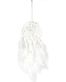 Resim Yifomall Beyaz El Dokuma Rüyalar Ağacı - Bebek Odası Yatak Odası Dekorasyonu, Rahatlatıcı Atmosfer Oluşturucu 15x57cm Zincirli Askı Beyaz 