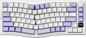 Resim Coverzone Ajazz AKS-075 Ergonomik Tasarım, TFT Ekranlı 3 Modlu Mekanik Klavye Mor Beyaz - Flying Fish Switch AKS075 