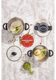 Resim Emsan Montana 2'li 4+6 Litre İndüksiyon Tabanlı Düdüklü Tencere Seti Siyah Gri Gri - Siyah 