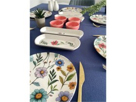 Resim Venüs Home Decoration 6 Kişilik 14 Parça Pembe Kahvaltı Takımı Çiçek Desenli Seramik 