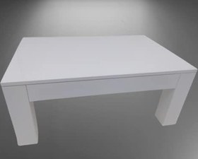Resim Orta Sehpa 14568 Model Ahşap Kutu Ayak MDF Parlak Beyaz Lake Boya Tabla El Yapım 