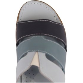 Resim Napa Shoes Hakiki Deri Üç Bantlı Çok Renkli Ortopedik Kadın Terlik Napa-303 Mavi 