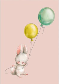 Resim Dijital Baskılı Pembe Tavşan Desenli Dekoratif Yıkanabilir Kaymaz Taban Çocuk Halısı Çok Renkli 