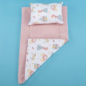 Resim Alt Açma Matı ve Yastık - Çift Taraflı - Gül Kurusu Waffle - Sindirella 