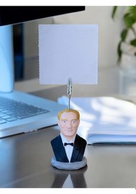 Resim Siyah Atatürk Temalı Not Tutacağı Fotoğraf Tutacak Not Tutucu Ofis Seti Hediyelik Siyah 