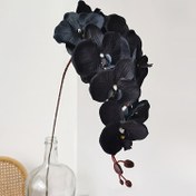 Resim 8 Yapay Orkide Buketi | Siyah, Gri-Mavi, Burguncu Kelebek Orkide, Gerçekçi Çiçek Düğümü Detaylarıyla, Ev Dekoru, Düğünler, Partiler ve Festivite İçin Solmayan Plastik Çiçekler 