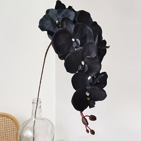 Resim 8 Yapay Orkide Buketi | Siyah, Gri-Mavi, Burguncu Kelebek Orkide, Gerçekçi Çiçek Düğümü Detaylarıyla, Ev Dekoru, Düğünler, Partiler ve Festivite İçin Solmayan Plastik Çiçekler 