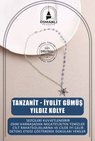 Resim OSMANLI DOĞAL TAŞ Tanzanit-iyolit Doğal Taş Gümüş Yıldız Kolye 