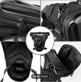 Resim NEWISH POLO ACCESSORIES Siyah Erkek Motorcu Bacak Çantası Su Geçirmez Sert Korumalı Gece Görüşlü Outdoor Bel ve Omuz Çantası 