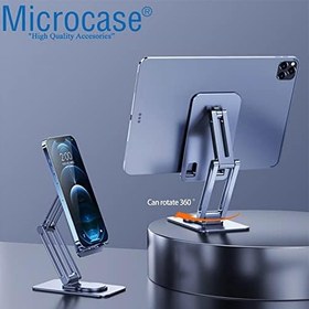 Resim Microcase 360 Derece Dönerli Uzayabilir Masaüstü Telefon Tablet Tutucu Metal Stand - K50 AL3758 Koyu Gri 