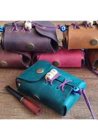 Resim Sumerian Leather Craft Deri Sigara Kılıfı Kişiye Özel Yeşil 