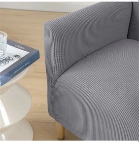 Resim Upmall Streç Yikanabilir Kare Desen 1kişilik Koltuk Örtüsü Gri 