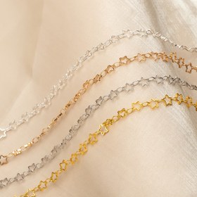 Resim 1m yıldız zincir bakır kaplama 5mm beş köşeli yıldız halka takı zinciri DIY kadın kolye bileklik aksesuarları 