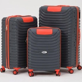 Resim Keo-plus Gri-turuncu 3 Lü Set Silikon Kırılmaz Pp Valiz Çok Renkli 