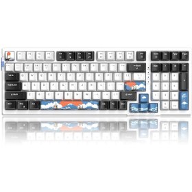 Resim Magegee Sky98 99 Tuş Kablosuz Rgb Hot-swap Gasket Siyah-beyaz Gaming Klavye 
