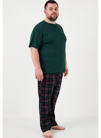 Resim Buratti Pamuklu Regular Fit Büyük Beden Erkek Pijama Takımı 6572002B Yeşil 