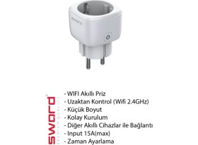 Resim Sword Akıllı Priz Wifi Uygulaması ile Kontrol Edilebilir Küçük Boyutlu Elektrik Prizi 