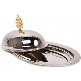 Resim Dmt Gaziantep Bakırdan 35 Cm El Dövmesi Kayık Tabağı İskender Tabağı Ve Sunum Tabağı Sahan 35 Cm 