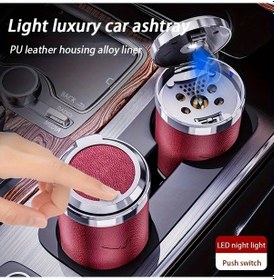 Resim Techbloom Siyah Lüks Araç Küllüğü Otomatik Kapaklı Led Aydınlatmalı Kırmızı İç Tasarım Anti-sinek Tasarımı Çeşitli Araç Modelleri İçin Uygun 