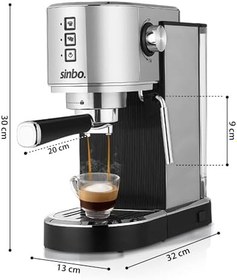 Resim Sinbo SCM-2987 Espresso Kahve Makinesi, Yüksek Basınçlı, Buharlı, 1L Su Haznesi, Gümüş 