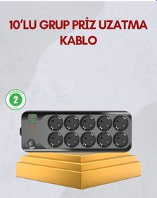 Resim Universal 10 Prizli Uzatma Kablosu Termal Koruma Usb Type-c Hızlı Şarj 2500w 