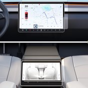 Resim Tesla Model 3 (2024-2025) ve Yeni Model Y için Ekran Koruyucu 2'li Set, Model 3 (2024-2025), Yeni Model Y Aksesuarları, Ön Ekran & Arka Ekran için Temperli Cam Koruyucu 