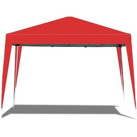 Resim Gazebo Çardak Bahçe Kamelyası Gölgelik 240 X 240 Cm Tente Kırmızı 
