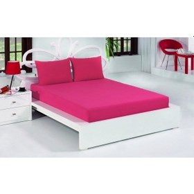 Resim Çift Kişilik Ranforce Kumaş Lastikli Fitted Çarşaf Takımı Fuşya 