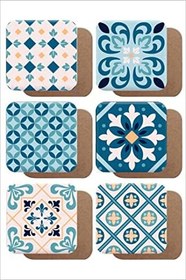 Resim UNT Mandala Temalı Vintage 6'lı Ahşap Bardak Altlığı Seti UNTNM739 