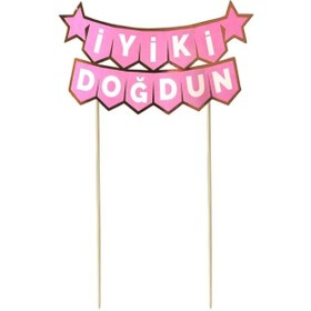 Resim Pasta Üstü Banner İyi Ki Doğdun Pembe Altın 