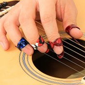 Resim 6'lı Set Gitar Parçaları, Parmak Seçicileri. Gitar Seçicileri, Gitar Bas Parmak Pratiği, Başparmak, İşaret Parmak Seçicileri, Parmak Seçicilerini Koruyan, Rastgele Teslimat Rengi 