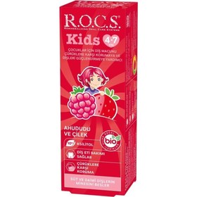 Resim Rocs Kids 4-7 Yaş Meyveli Çocuk Diş Macunu 35ml (Ahududulu-Çilekli) 