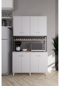 Resim Nexar Kavhe Köşesi 8 Raflı Çok Amaçlı Mutfak Dolabı Beyaz Beyaz 