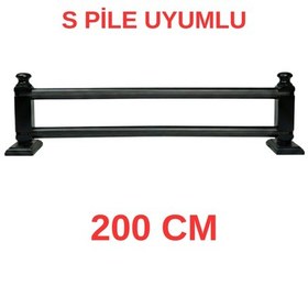 Resim Cenova S Pile Ve Perde Düğmesi Uyumlu Çetray Çift Raylı Modern Ahşap Rustik Siyah 200 Cm Siyah 