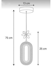 Resim Bohem Aydınlatma Elips Tekli Sarkıt Gold 3 Renk Led Modern Avize Gold 