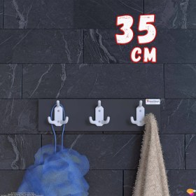 Resim Modilayn ARI 9 Kancalı Banyo Askısı 3'lü Set (31,4x9,6 cm) | Şık Tasarım, Düzen ve Yer Tasarrufu 