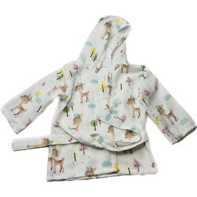 Resim deva design %100 Pamuk Müslin Kumaştan Bebek Bornozu 
