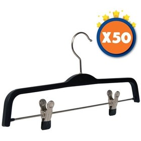 Resim Nyn Ahşap Askı 8178 Mandallı Pantolon Etek Askısı Siyah Renk 50 Adet Siyah 