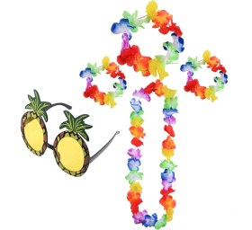 Resim Renkli Ananas Gözlük, Taç, Kolye ve Bileklik Seti 