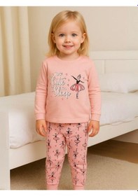 Resim Kız Çocuk Pamuklu Balerin Baskılı Pijama-16018 Pembe 