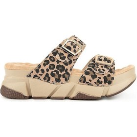 Resim Muya Kiirus Anatomik Taban Topuk Dikeni Kadın Terlik Leopar 