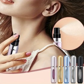 Resim 4'lü set, seyahat için doldurulabilir parfüm atomizeri, taşınabilir mini sprey şişesi parfüm pompası kutusu, boş parfüm dağıtım şişesi, iş gezileri için parfüm sprey şişesi 
